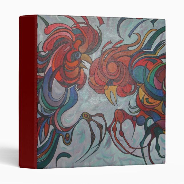 Colourful Farmyard Roosters Binder (Front/Spine)