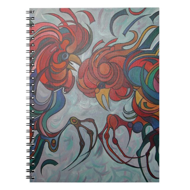 Colourful Farmyard Roosters Notebook (Front)