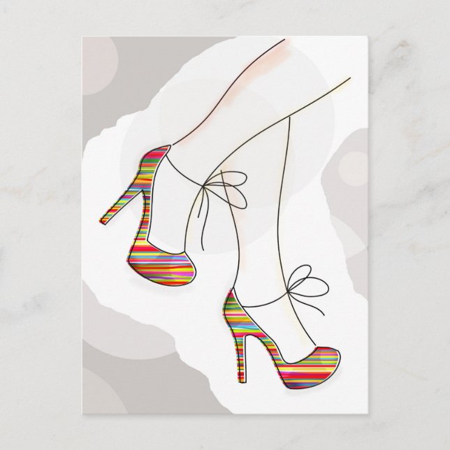 Colourful fashion shoes postcard (Front)