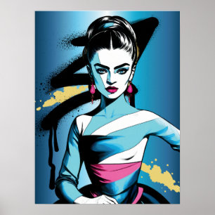 Colourful fashionable woman poster