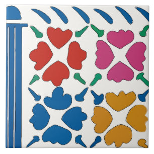 Colourful Fauvist Flowers Tile