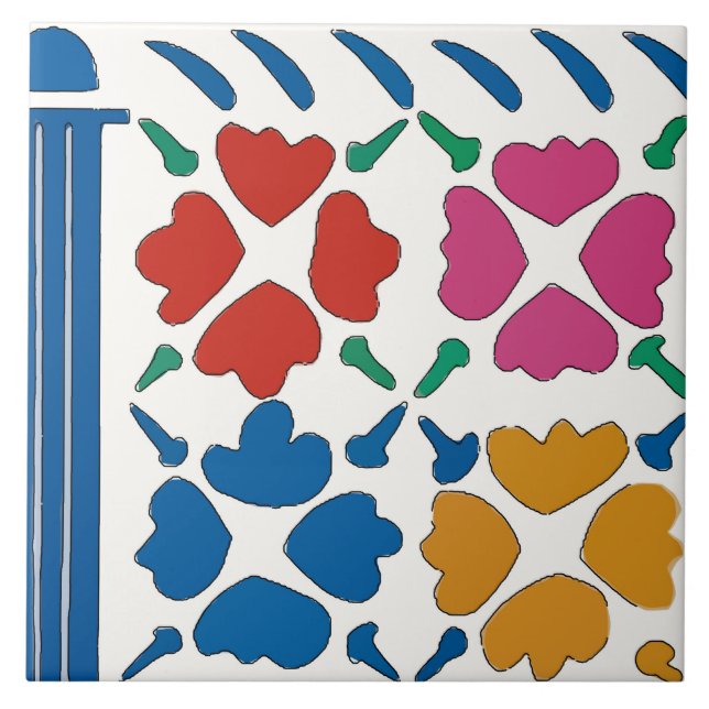 Colourful Fauvist Flowers Tile (Front)