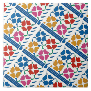 Colourful Fauvist Flowers Tile