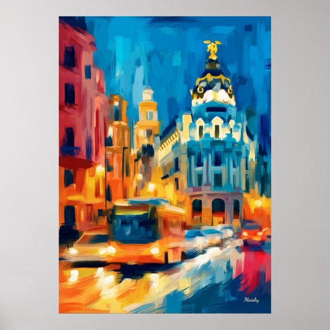 Colourful Fauvist Madrid Gran Via Art Poster (Front)