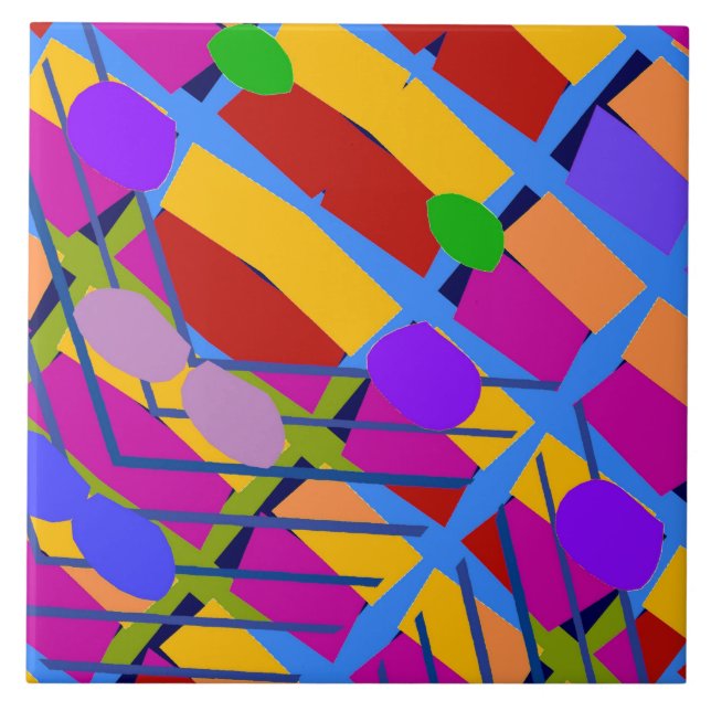 Colourful Fauvist Shapes 8 Tile (Front)