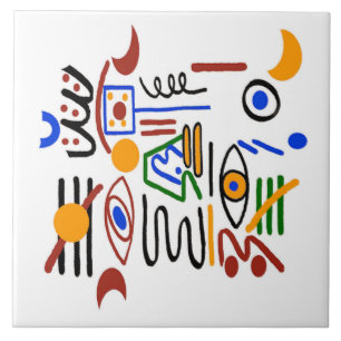 Colourful Fauvist Shapes Tile