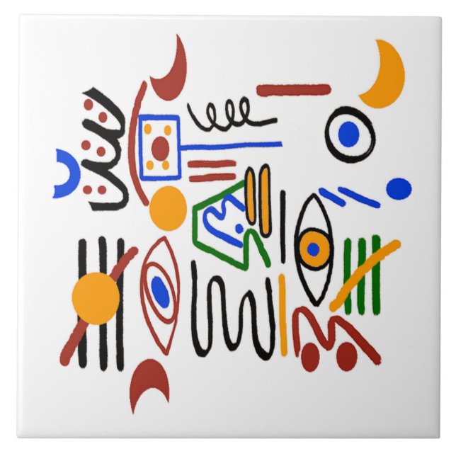 Colourful Fauvist  Shapes Tile (Front)