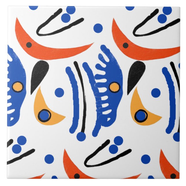 Colourful Fauvist  Shapes Tile (Front)