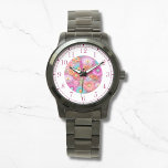 Colourful Faux Embroidered Floral Elegant Womans<br><div class="desc">Colourful Faux Embroidered Floral Elegant Womans Watches features a trendy colourful modern faux embroidery floral in pink,  purple,  orange,  blue,  and yellow. Created by Evco Studio www.zazzle.com/store/evcostudio</div>