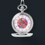Colourful Faux Embroidered Floral Elegant Womans Watch<br><div class="desc">Colourful Faux Embroidered Floral Elegant Womans Watches features a trendy colourful modern faux embroidery floral in pink,  purple,  orange,  blue,  and yellow. Created by Evco Studio www.zazzle.com/store/evcostudio</div>