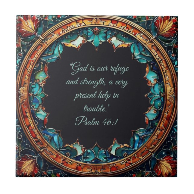 Colourful Faux Glass Customizable Bible Verses  Tile (Front)