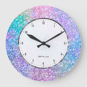 Colourful Faux Glitter And Sparkles Large Clo Large Clock