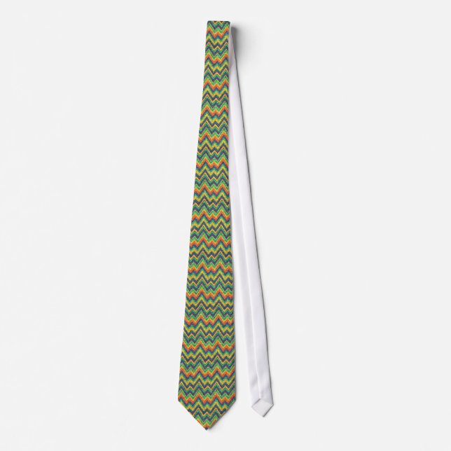Colourful Faux Glitter Chevron Zigzag Pattern Tie (Front)