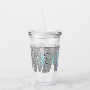 Colourful Faux Glitter Dripping Monogrammed Name Acrylic Tumbler