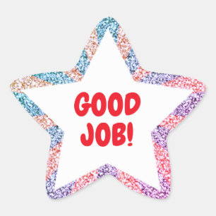 Colourful Faux Glitter Good Job Teacher Star Sticker