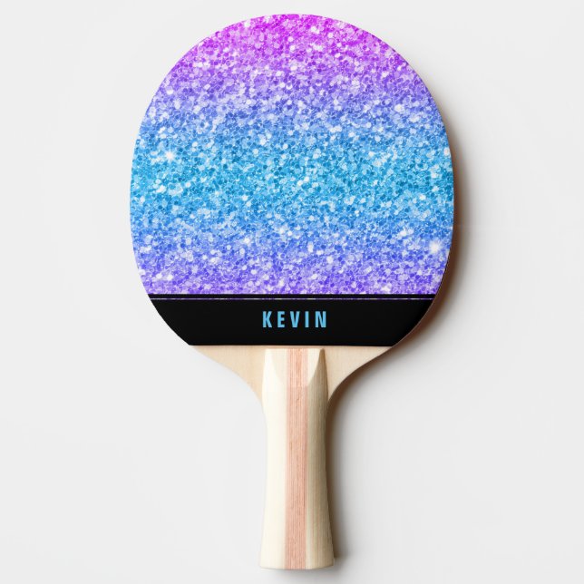 Colourful Faux Glitter Monogram Ping Pong Paddle (Back)