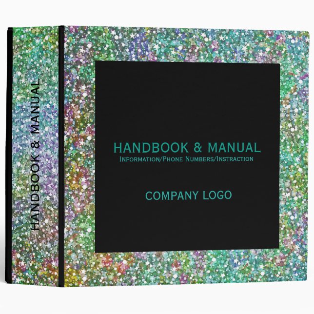 Colourful Faux Glitter & Sparkless Pattern Print Binder (Front/Spine)