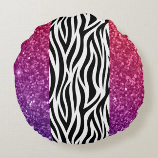 Colourful Faux Glitter Zebra Print Throw Pillow