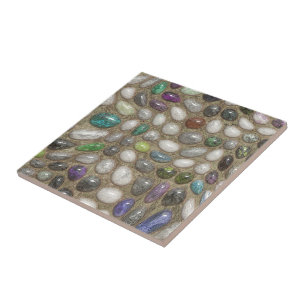 Colourful Faux Shiny 3D River Rock Stones Pattern Tile