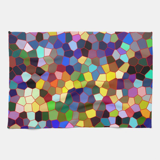 Colourful Faux Stained Glass Look 2 Kitchen Towel (Horizontal)