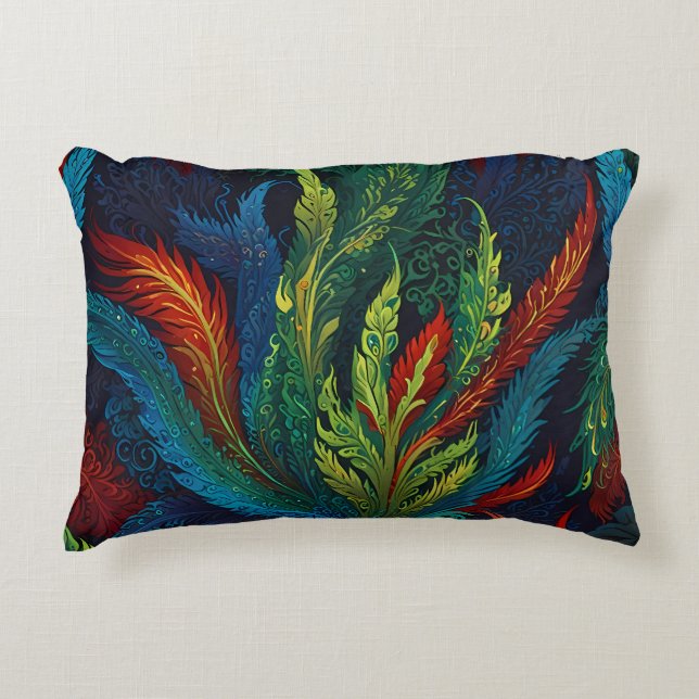 Colourful Feather pattern Accent Pillow (Front)