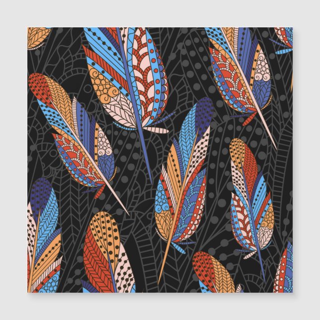 Colourful Feather Pattern Seamless Background. (Front)
