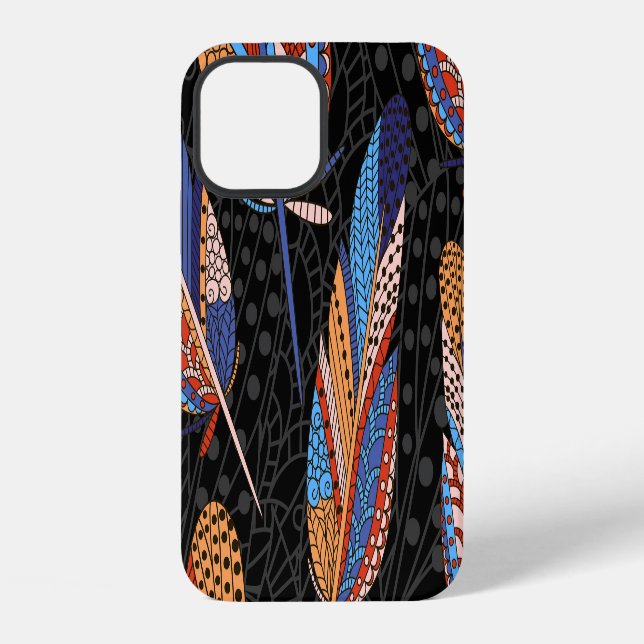 Colourful Feather Pattern Seamless Background. iPhone Case (Back)