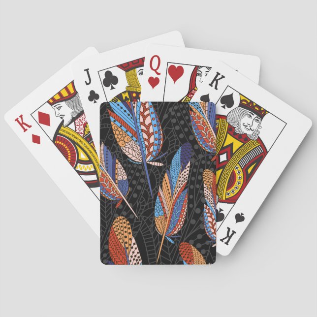 Colourful Feather Pattern Seamless Background. Playing Cards (Back)