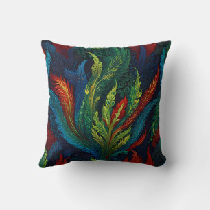 Colourful Feather pattern Throw Pillow
