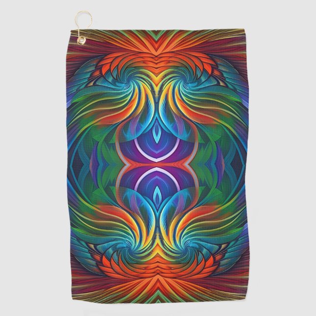 Colourful feather swirl   golf towel (Front)