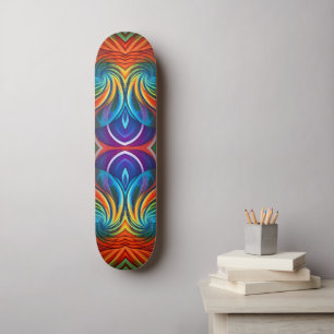 Colourful feather swirl  skateboard