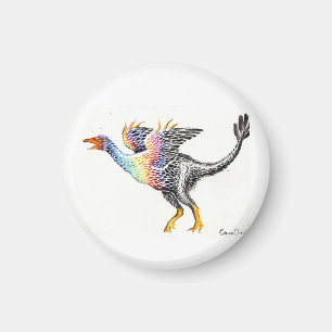 Colourful feathered dinosaur magnet