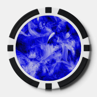 colourful feathers blue poker chips