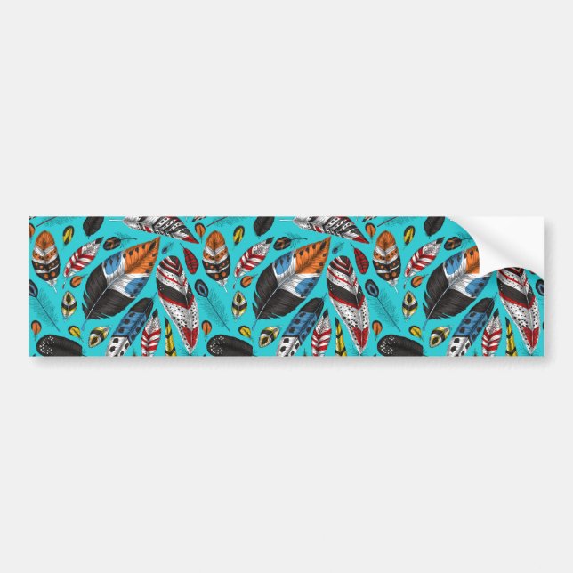 Colourful feathers bumper sticker (Front)
