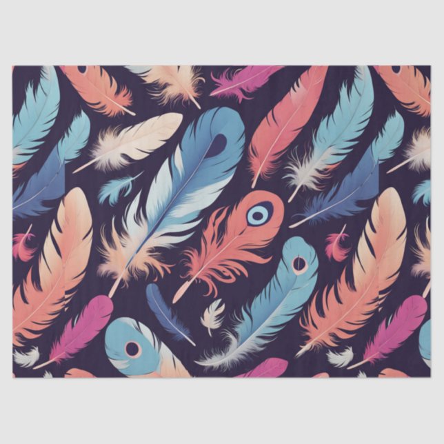 Colourful Feathers Decoupage Tissue Craft Tissue Paper (Front)