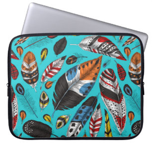 Colourful feathers laptop sleeve