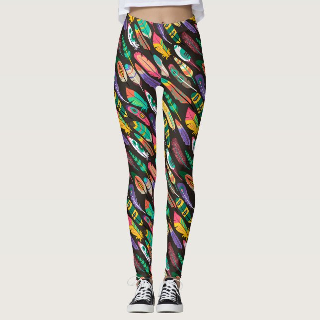 Colourful Feathers Leggings (Front)