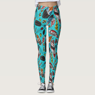Colourful feathers leggings