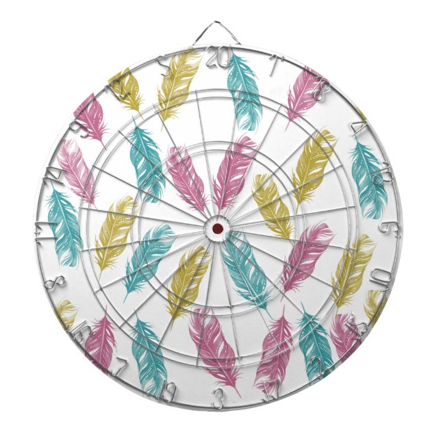 Colourful Feathers pattern Dartboard (Front)