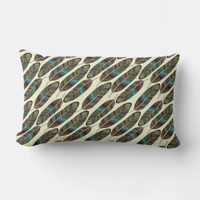 Colourful Feathers Pattern throw pillows (Front)