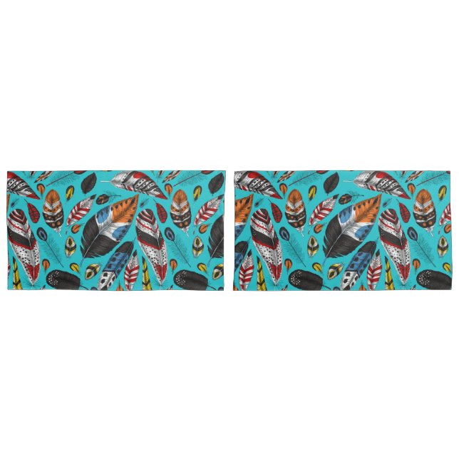 Colourful feathers pillowcase (Front-Set)