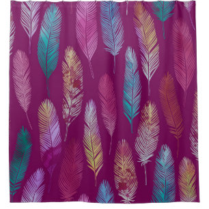 Colourful feathers: purple background pattern.