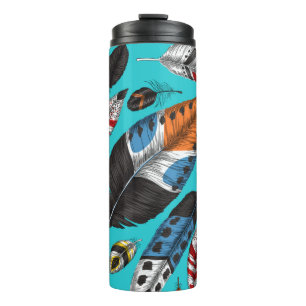 Colourful feathers thermal tumbler