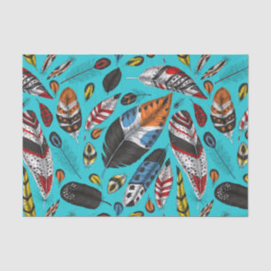 Colourful feathers tissue paper