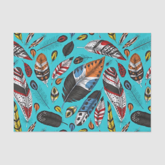 Colourful feathers tissue paper (Front)