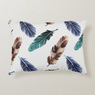 Colourful Feathers Tribal Texture Accent Pillow