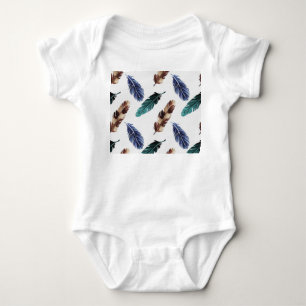 Colourful Feathers Tribal Texture Baby Bodysuit