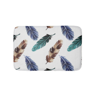 Colourful Feathers Tribal Texture Bath Mat