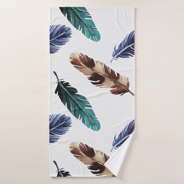 Colourful Feathers Tribal Texture Bath Towel (Bath Towel)