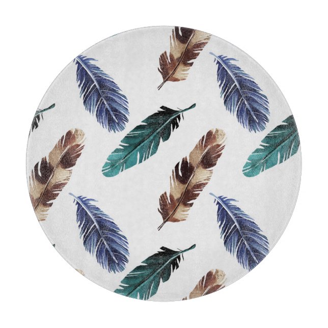 Colourful Feathers Tribal Texture Cutting Board (Front)